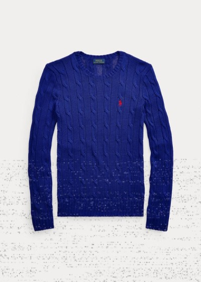 Sueter Polo Ralph Lauren Mujer Azul Rey Azules - Cable-Knit Cotton - HUVZL2856